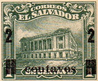sellos timbres-poste Briefmarken stamps El Salvador 1921 2 centavos / 1 centavo Postal Stationery Card Ganzsache Entier Postal Tram Trolley Tranvia National Theatre teatro nacional 